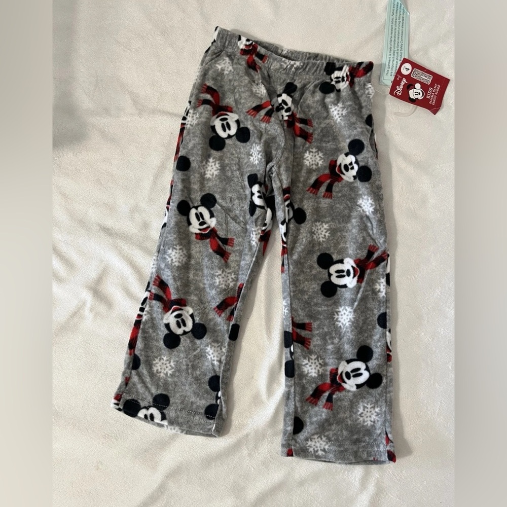 Disney Gray Pajama Bottoms with Mickey Mouse and Snowflakes